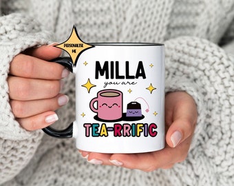 Gift for Bestfriend. You are Terrific, Tea-riffic Personalised Bestie Gift. coffee mug.