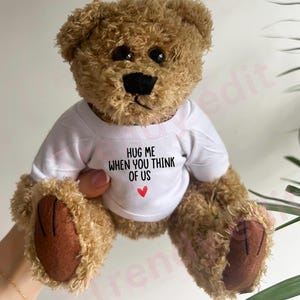 Relationship Teddy,Long Distance Gift, Hug me when you think of us,Boyfriend gift, Girlfriend Gift, Valentine’s Day Gift,Anniversary Teddy,