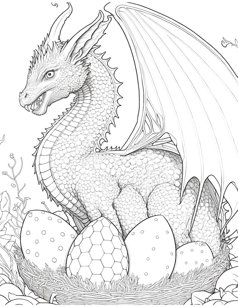 Dragon Coloring Pages for Teens and Adults, 7 Printable Coloring Pages