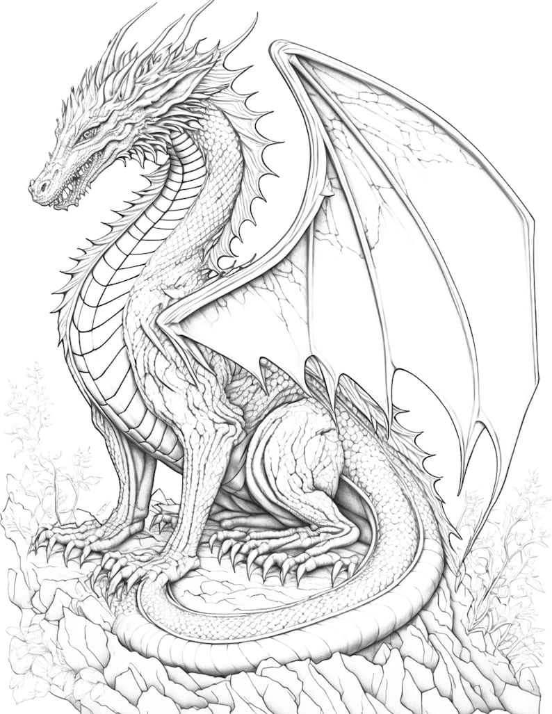 Dragon Coloring Pages for Teens and Adults, 7 Printable Coloring Pages ...