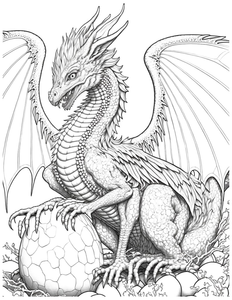 Dragon Coloring Pages for Teens and Adults, 7 Printable Coloring Pages ...