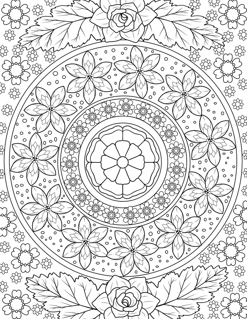 Adult and Teen Coloring Pages, 10 Pages of Floral Design Coloring Pages ...