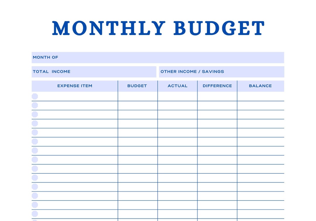 Monthly Budget Spreadsheet Printable Budget and Debt Tracker Monthly Budget Spreadsheet Printable Budget and Debt Tracker