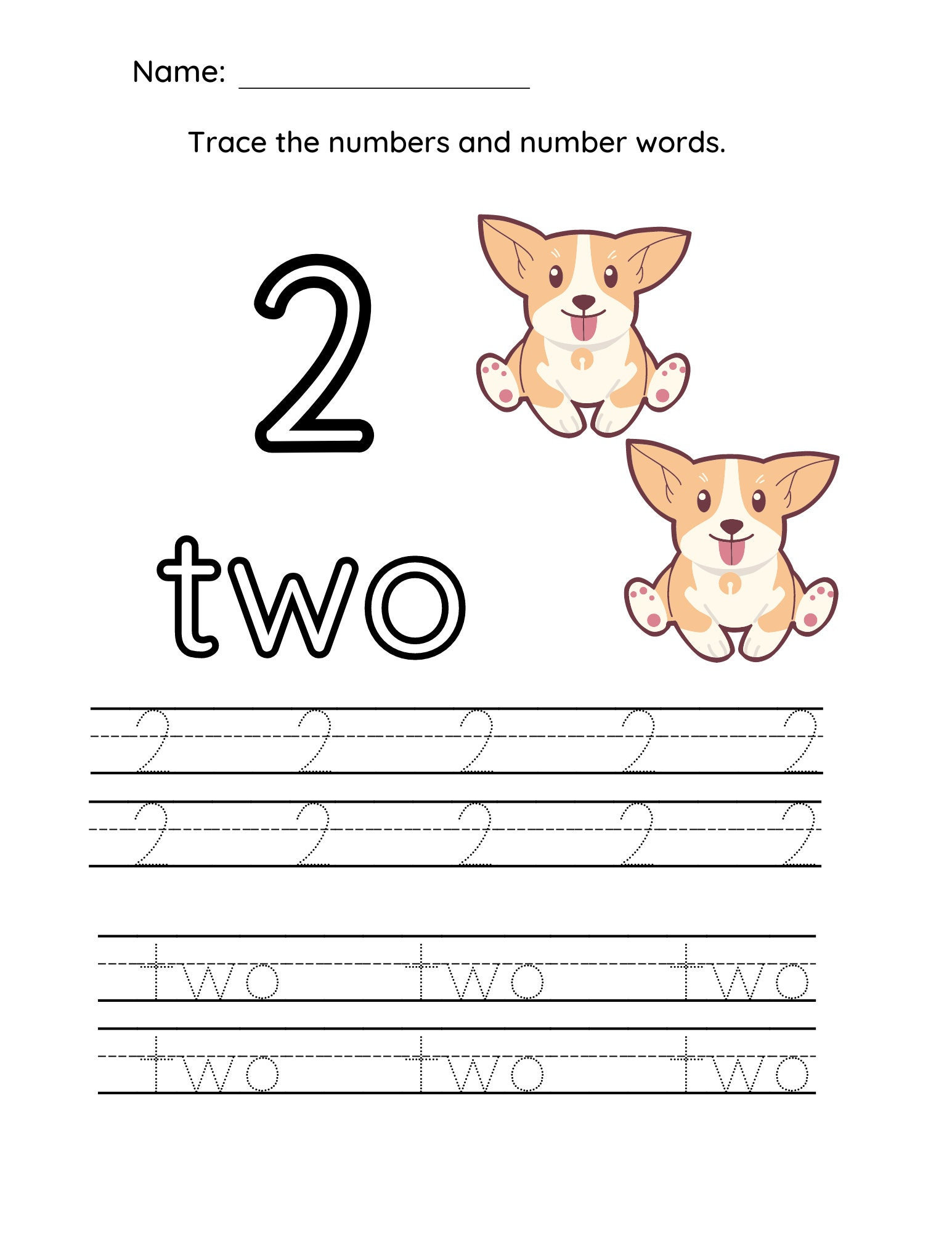 Number Tracing 110 With Number Words Included, Digital Download