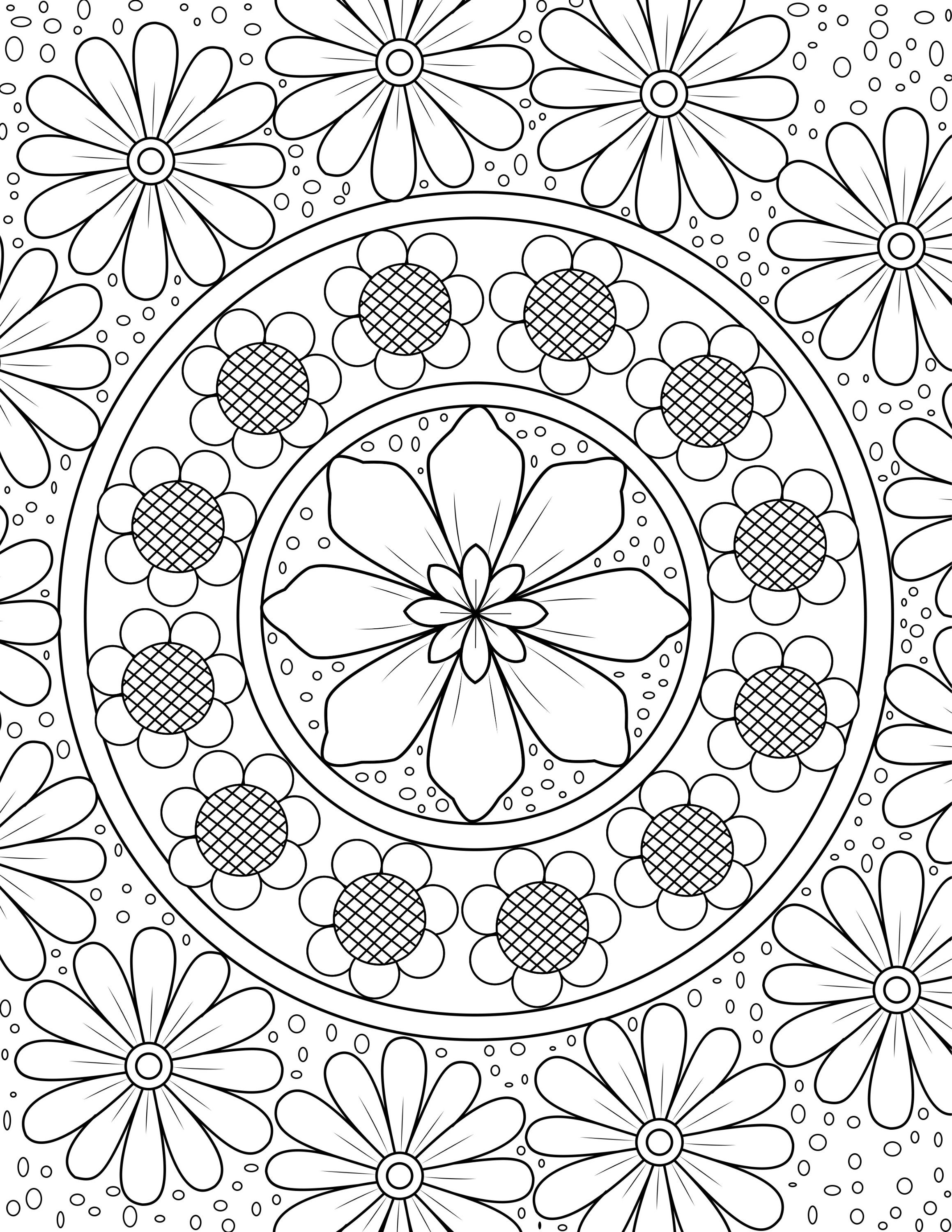 Adult and Teen Coloring Pages, 10 Pages of Floral Design Coloring Pages ...