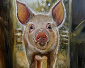 Farm Animal art, pig decor, country and farmhouse