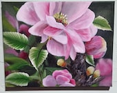 cherry blossom art, acrylic painting,  mothers day gift, one of a kind birthday, anniversary present, garden home decor
