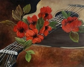 guitar art, musical decor, musician gift