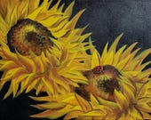 Sunflower art, flower wall decor