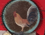 Handpainted rooster tray