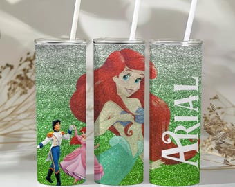 Copo Arial Glitter. Copo Arial com glitter para a sua sereia interior favorita. Arquivo PNG para copos de sublimação de 16oz ou 20oz.