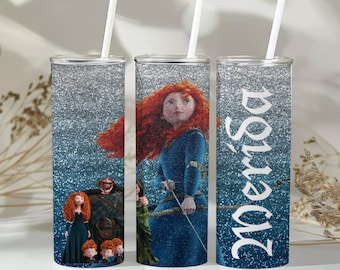Copo Merida Glitter. Copo Brave brilhante para o seu torcedor Brave favorito. Arquivo PNG para copos de sublimação de 16oz ou 20oz.