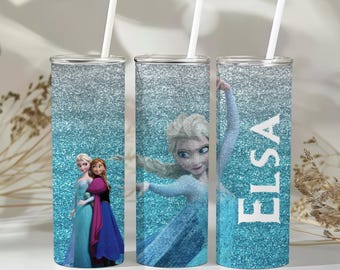 Copo com Glitter da Elsa. Copo com glitter da Elsa para sua princesa favorita. Arquivo PNG para copos de sublimação de 473 ml ou 503 ml.