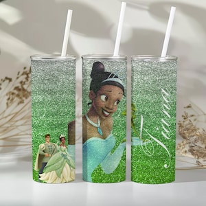 Tiana Glitter Tumbler. Glittered Tiana Tumbler for your favorite princess. PNG file for 16oz or 20z Sublimation Tumblers.