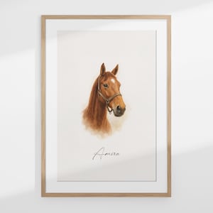 Personalisiertes Pferde Porträt | Haustier Illustration | Digitaler Download oder Druck | Mit oder ohne Bilderrahmen | Poster Individuell