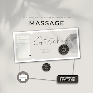 Plantilla de impresión de cupón de masaje personalizable | Plantilla de impresión | Idea de regalo | Vale de regalo | Descarga de cupón de masaje