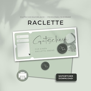 Raclette Evening Voucher Print Template Customizable | Print Template | Gift Idea Gift Voucher | Raclette Download Father's Day