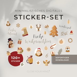 120+ Instagram Story Sticker Christmas | Weihnachten | minimalistisch | GoodNotes Sticker | digital download | png | Storysticker | Winter