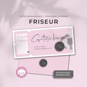 Hairdresser voucher print template, customizable | Print template | Gift idea voucher for friends | Hairdresser visit download