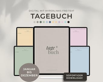 Digitaal dagboek, vrije tekst, ongedateerd | Dagboek bijhouden | iPad | Minimalistisch | 12 kleuren | GoodNotes-dagboek | Droomdagboek (Duitse download)