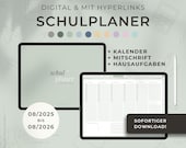 Digitaler Schülerkalender 2025/2026 - Hausaufgabenheft Schulplaner digital iPad GoodNotes Hausaufgaben Schule Planer Schulkalender Download