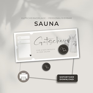 Sauna voucher print template, customizable | Print template | Gift idea | Gift voucher | Wellness sauna voucher Father&#39;s Day