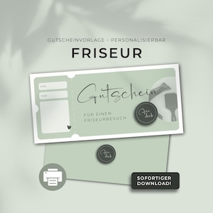Hairdresser voucher print template customizable | Print template | Gift idea | Gift voucher download Father&#39;s Day