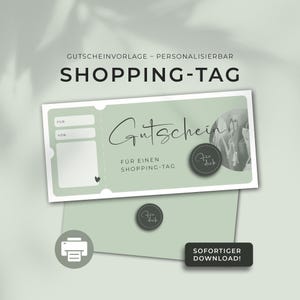 Plantilla de impresión de día de compras de cupones personalizable | Plantilla Imprimir Idea de Regalo Vale de Regalo | Vale de compras de moda