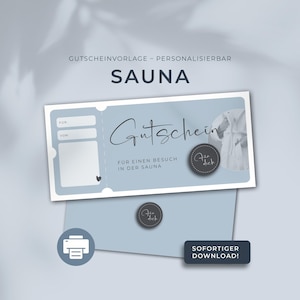Sauna voucher print template, customizable | Print template | Gift idea | Gift voucher | Wellness sauna voucher Father&#39;s Day
