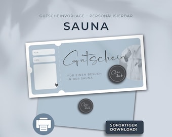 Personalized sauna voucher printable template | Printable template | Gift idea | Gift voucher | Wellness sauna voucher Easter