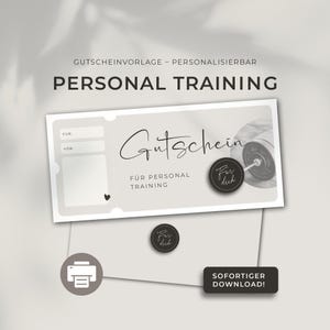 Plantilla de impresión de cupón de entrenamiento personal personalizable | Plantilla Imprimir Idea de regalo Regalo de fitness Descargar Deporte Día del padre