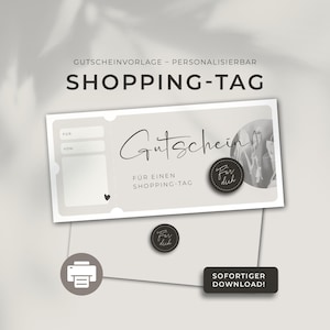 Plantilla de impresión de día de compras de cupones personalizable | Plantilla Imprimir Idea de Regalo Vale de Regalo | Vale de compras de moda