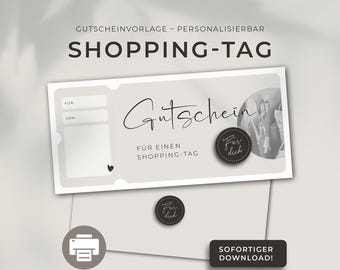 Voucher shopping day print template customizable | Template printable gift idea gift voucher | Shopping voucher fashion
