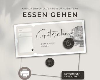 Voucher for eating out - printable template, customizable | Print template | Gift idea | Gift voucher | Dinner download, Father&#39;s Day