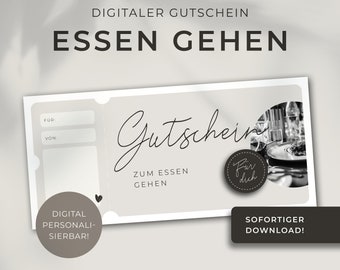 Digital voucher for eating out | customizable | template for printing | gift idea | gift voucher | download