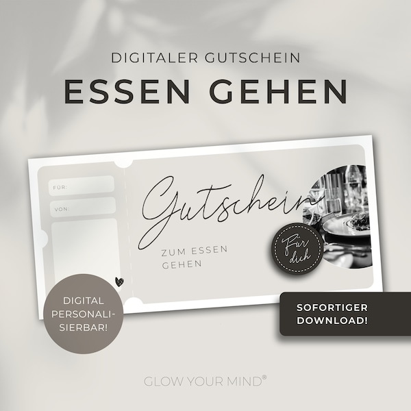 Digitaler Gutschein Essen gehen | personalisierbar | Vorlage zum Ausdrucken | Geschenkidee | Geschenkgutschein | Download