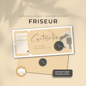 Hairdresser voucher print template, customizable | Print template | Gift idea voucher for friends | Hairdresser visit download