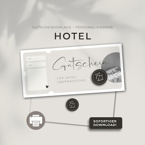 Plantilla de impresión de voucher de hotel personalizable | Bono de hotel | Plantilla de impresión | Idea de regalo descarga regalo de cumpleaños Día del Padre
