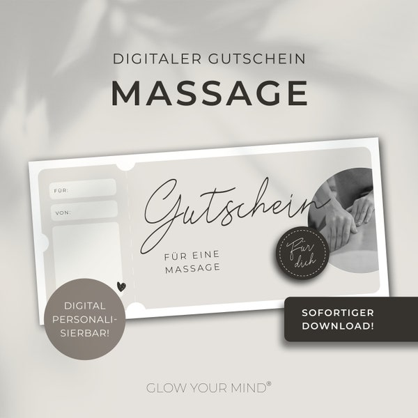 Digital massage voucher | customizable | template for printing | gift idea | gift voucher | download