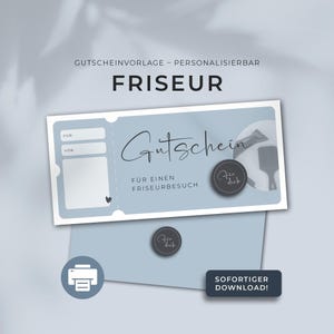 Hairdresser voucher print template customizable | Print template | Gift idea gift voucher | Hairdresser visit download Father&#39;s Day