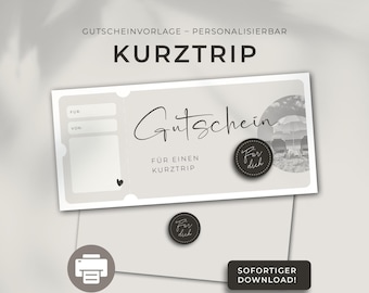 Short Trip Voucher Print Template Customizable | Print Template | Gift Idea | Holiday Gift Voucher | Short Break Father&#39;s Day