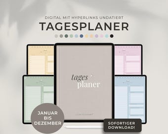 Digitale kalender zonder datum | 12 kleuren | Dagplanner voor iPad | Portret-/landschapsformaat | GoodNotes-dagboek | Dagboekplanner (Duits)