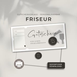 Plantilla de impresión de cupón de peluquería personalizable | Plantilla de impresión | Vale idea regalo para amigos | Visita a la peluquería Descargar