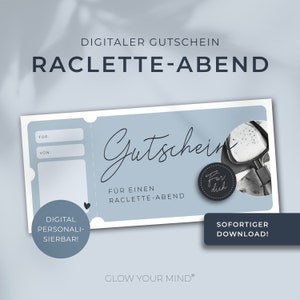 Digital voucher for a raclette evening | customizable | template for printing | gift idea gift voucher | download raclette