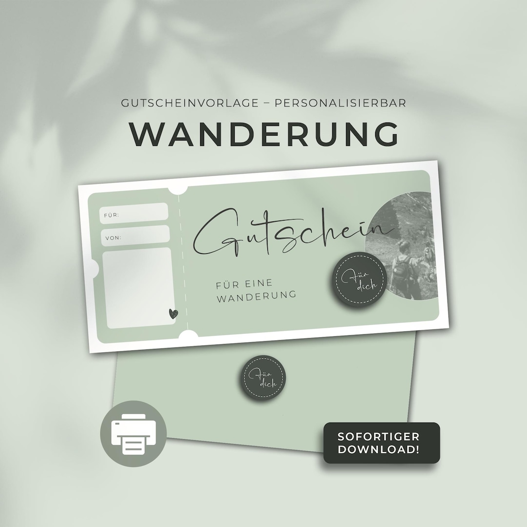 Hiking Voucher Print Template Customizable | Print Template | Gift Idea ...