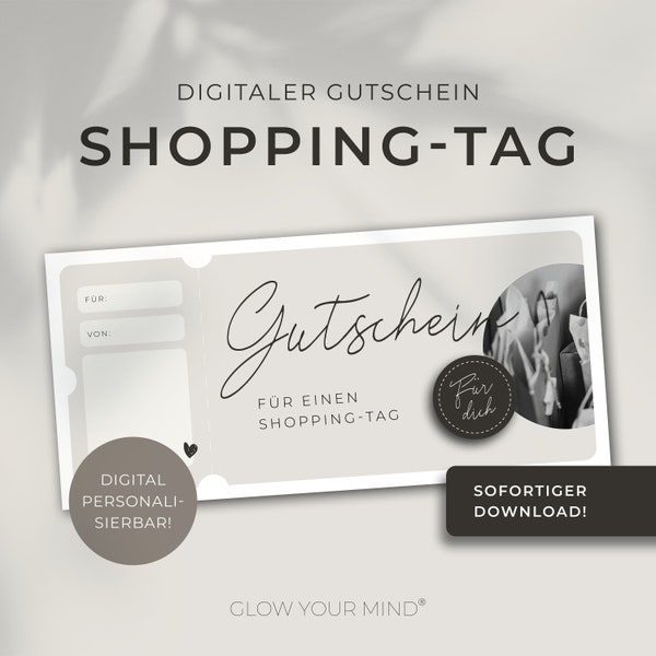 Digitaler Gutschein Shopping-Tag | personalisierbar | Vorlage zum Ausdrucken | Geschenkidee | Geschenkgutschein | Download