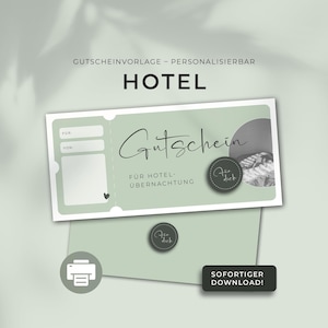 Gutschein Hotel Druckvorlage  personalisierbar | Vorlage Ausdrucken | Geschenkidee Geschenkgutschein | Hotelgutschein Download Vatertag