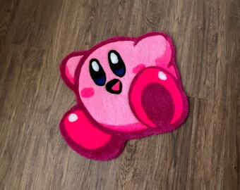 Kirby Tufted Teppich | Handarbeit | Schmettern | Nintendo | Kostenloser Versand | Auf Bestellung | Bruder Sohn Freund Geschenk Gamer