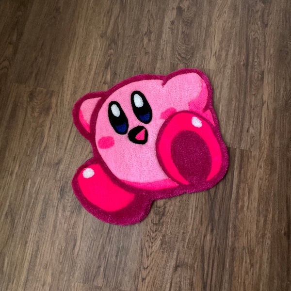 Kirby Tufted Rug | Handmade | Smash | Nintendo | Free Shipping | Made To Order | Brother Son Boyfriend Gift gamer