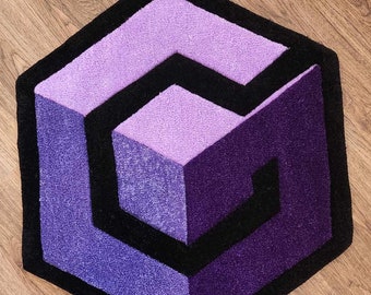 Game Cube Tufted Teppich | Handarbeit | Spielsystem | Kostenloser Versand | Auf Bestellung | Bruder Sohn Freund Geschenk Gamer